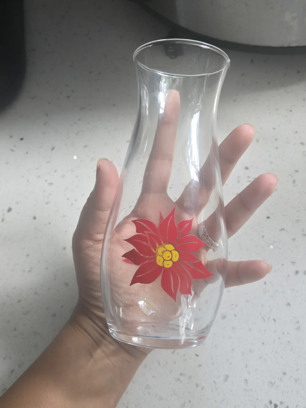 Vintage Pasabahce Poinsettia Bud Vase